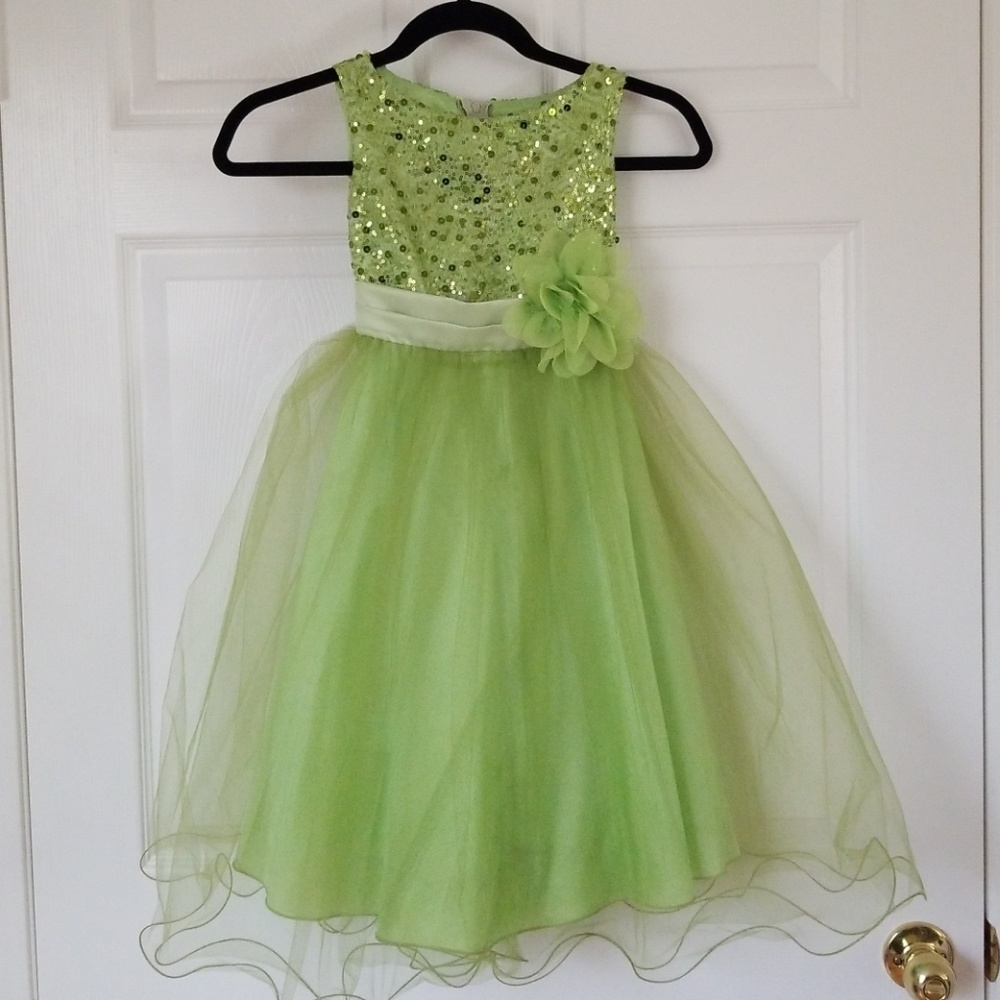 Mint green formal tulle dress with rose bow